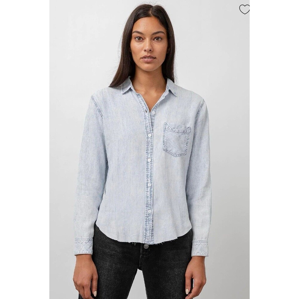Rails Womens Ingrid Raw Hem Button Down Shirt Lon… - image 1
